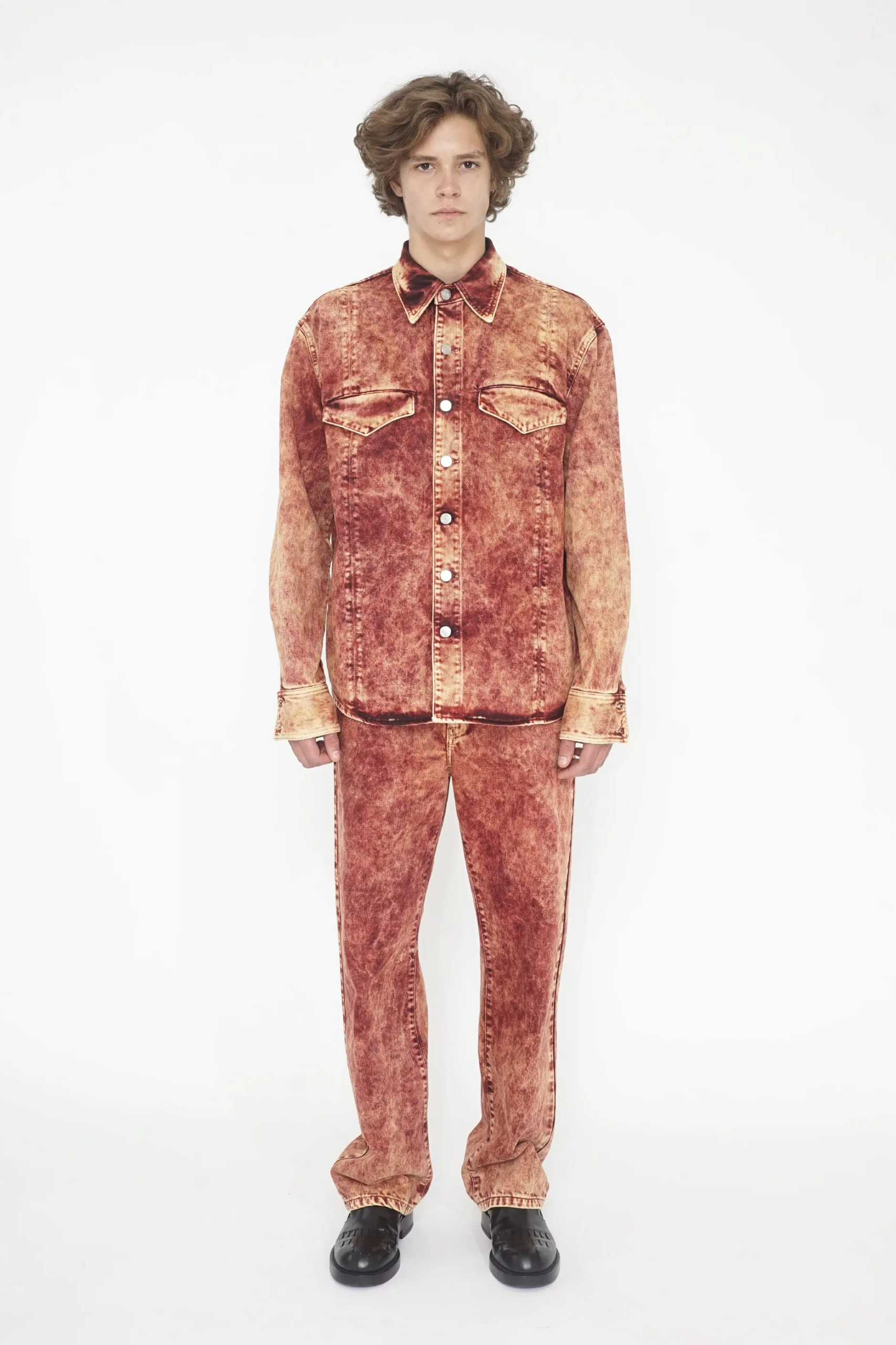 Namacheko AW23 Orange Crinet Denim Shirt