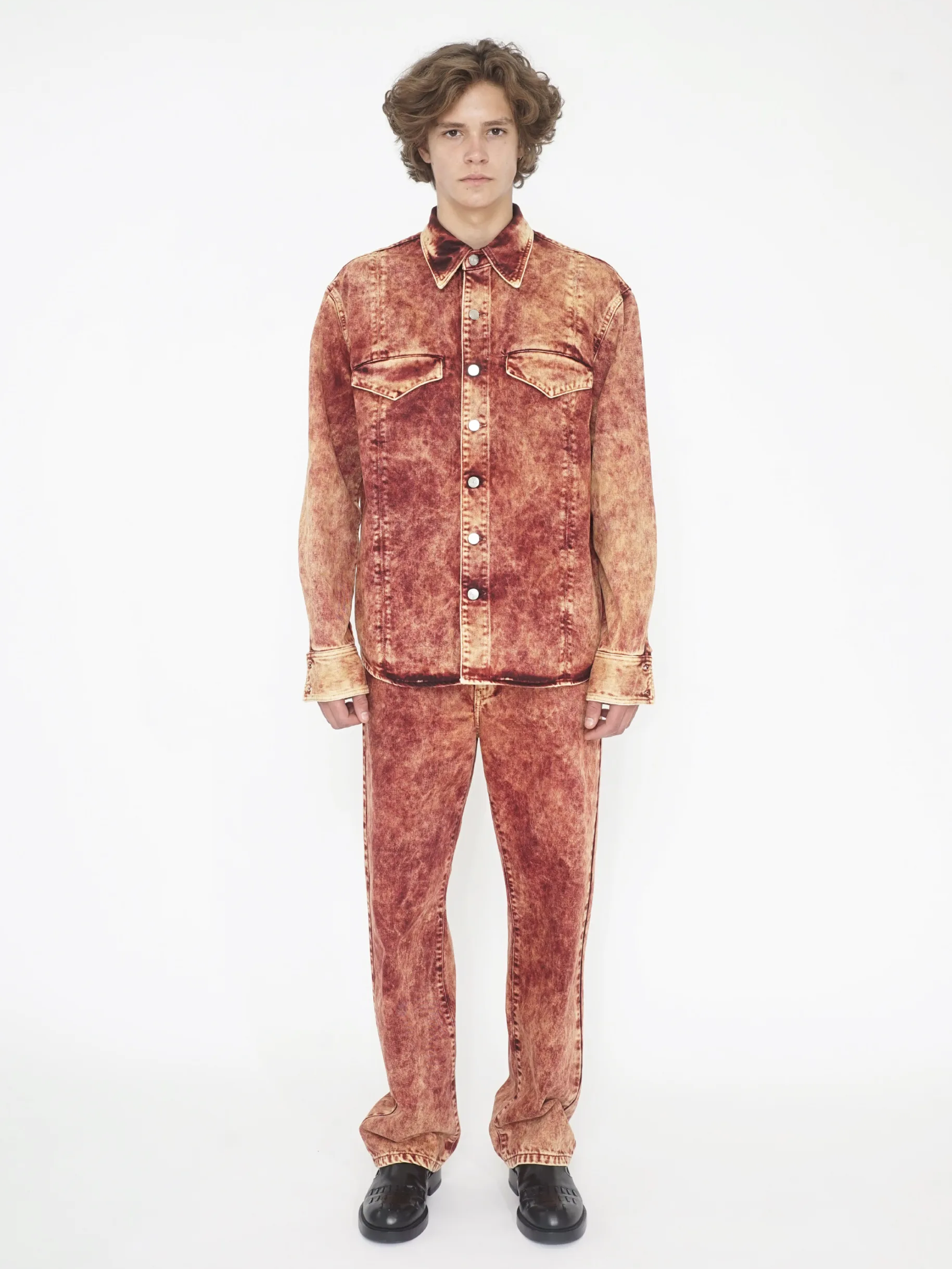 Namacheko AW23 Orange Crinet Denim Shirt