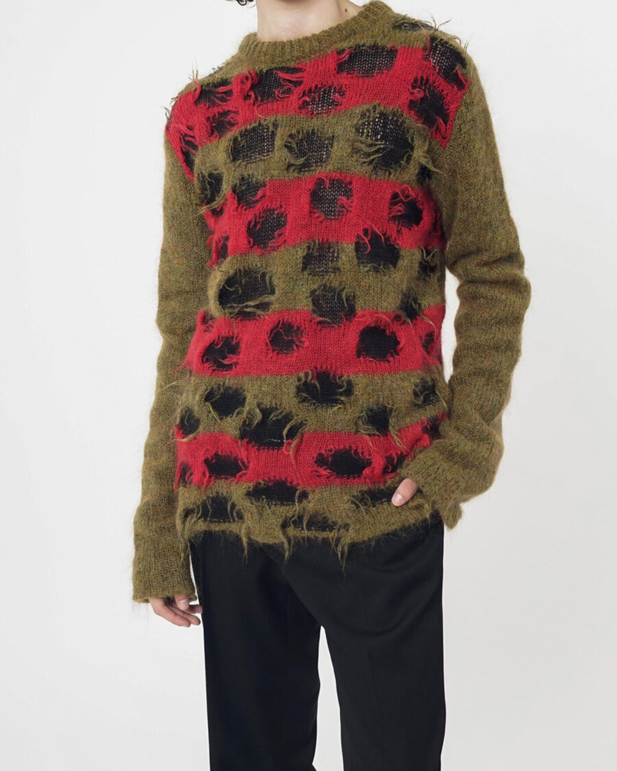 Double Layer Intarsia Crewneck - S