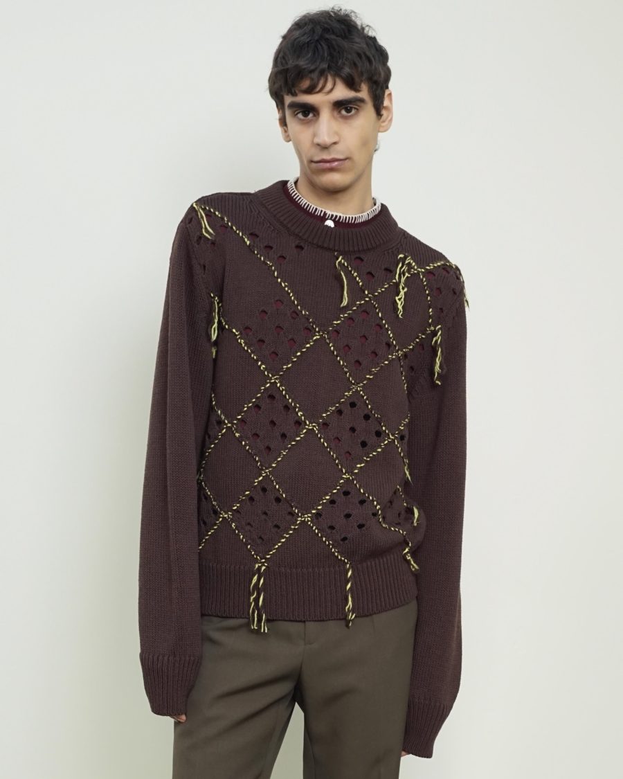 Intarsia Quilt Crewneck - S