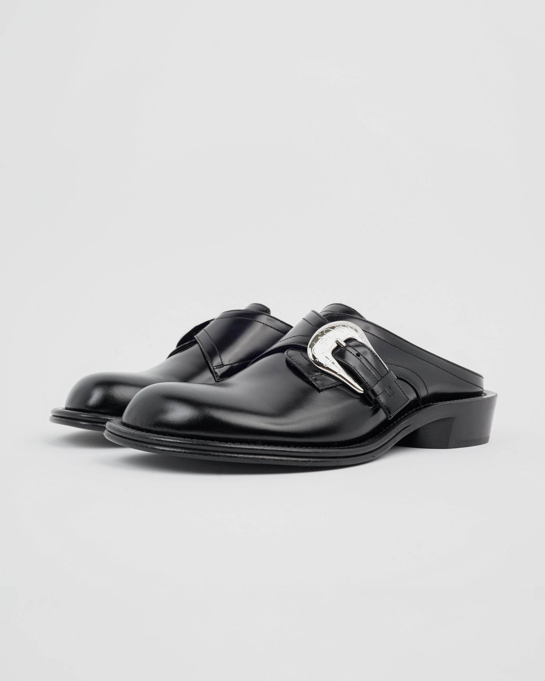 MonkStrap Silver Mules