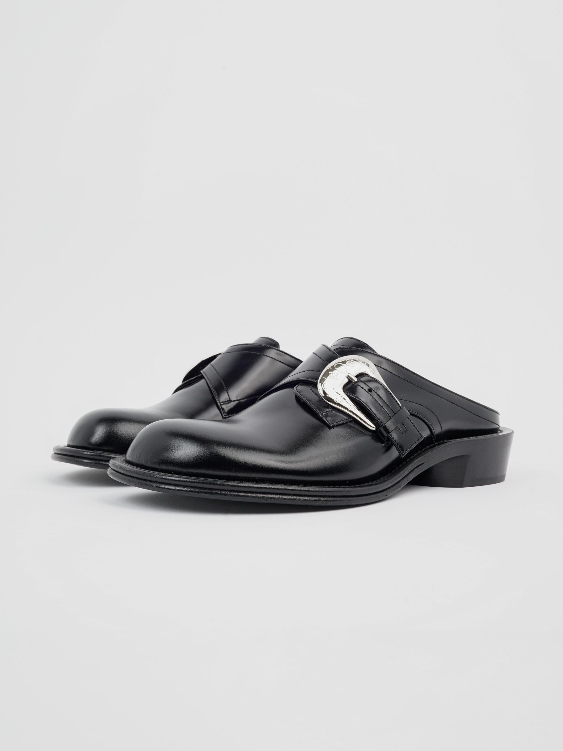 MonkStrap Silver Mules