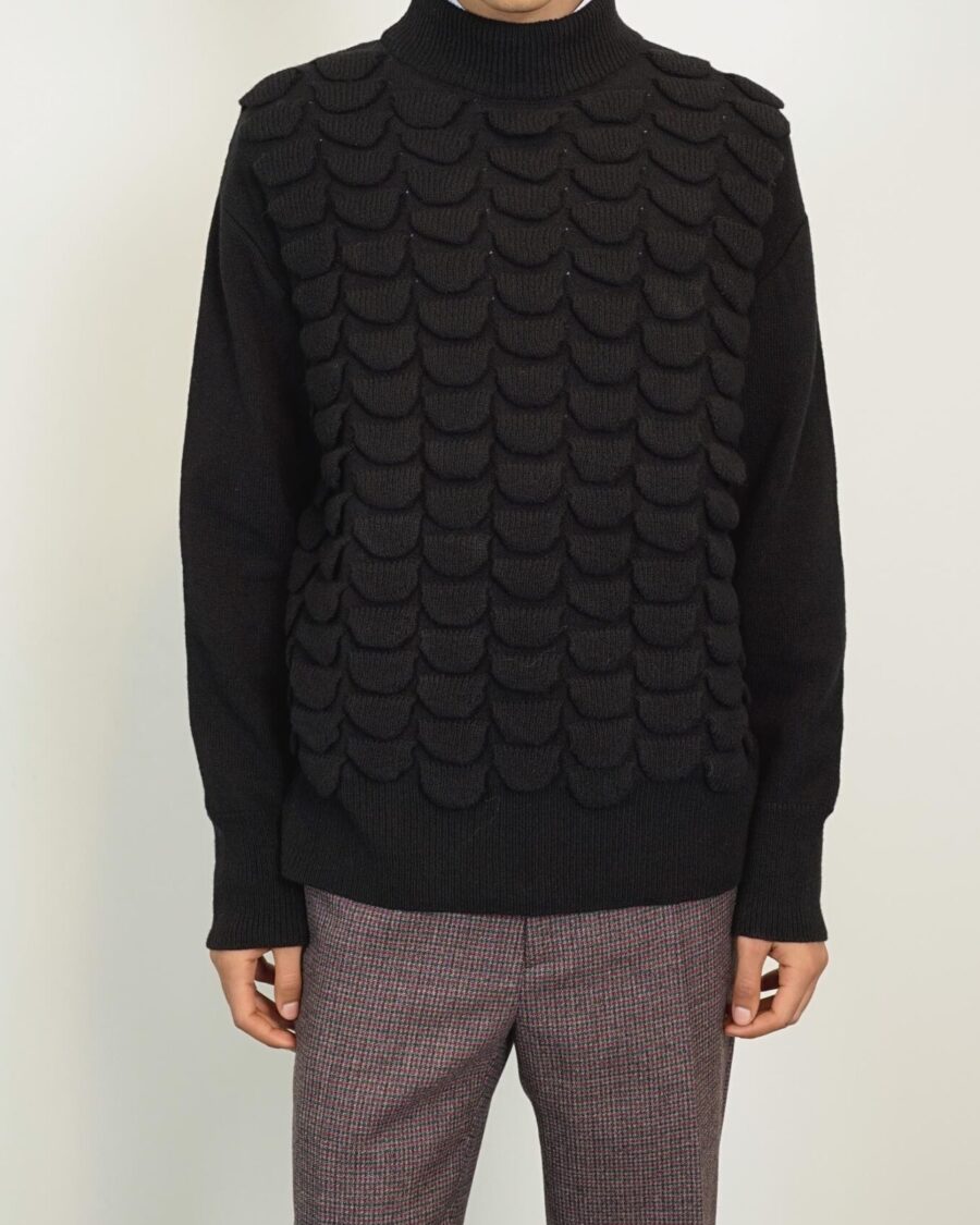 Shetland Feather Crewneck Black - M